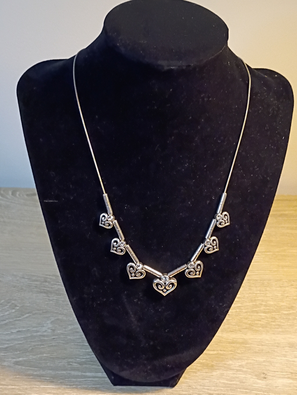 Brighton Hearts And Faux Diamonds Necklace 18" Adjustable